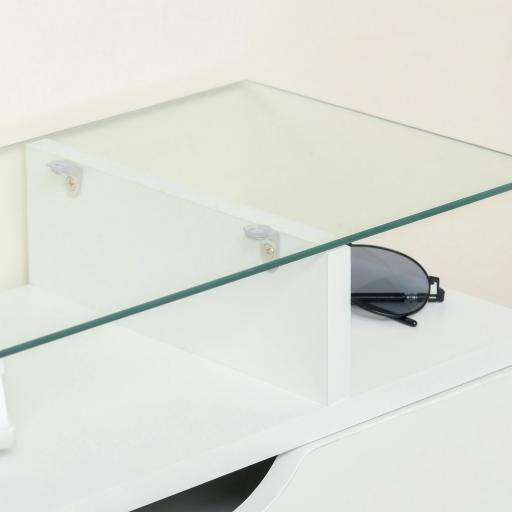 Mueble Zapatero de 2 Puertas Zapatero Estrecho para 16 Pares de Zapatos con Cajón Estante Abierto y Encimera de Vidrio para Pasillo Entrada 89x23x96 cm Blanco [7]