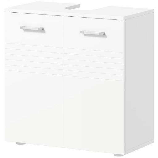 Mueble para Debajo del Lavabo Armario de Baño de Pared con 2 Puertas y Estante Interior Ajustable Estilo Moderno 60x30x62,5 cm Blanco [9]