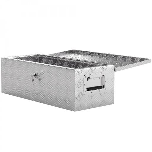 Caja de Herramientas de Aluminio con Asas Retráctiles Cierre con Llave y Gran Capacidad de Almacenaje 76x33x25 cm Plata [8]