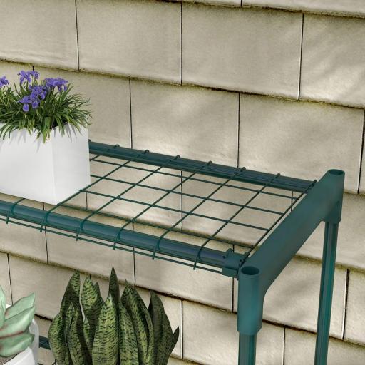 Soporte para Macetas de 4 Niveles con Estructura de Acero para Jardín Patio 89x28x107 cm Verde Oscuro [7]