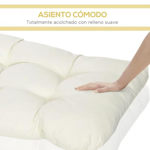Cojín para Banco de 2 Plazas para Interior y Exterior con 8 Puntadas para Sillas Sofás 110x48x8 cm Crema [5]