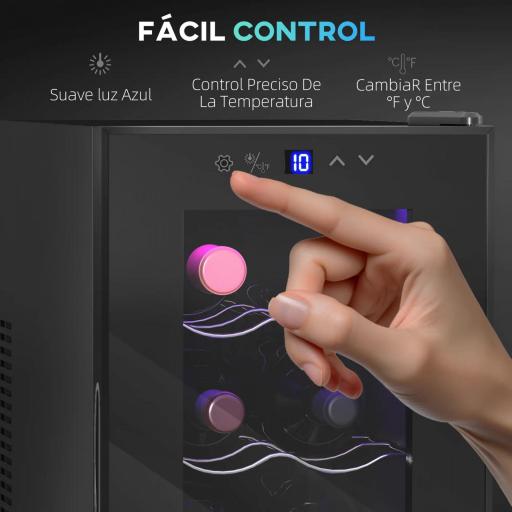 Vinoteca 8 Botellas con Doble Refrigeración Termoeléctrica Temperatura Ajustable 8-18℃ Puerta de Vidrio Negro [2]