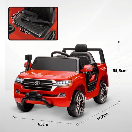 Coche Eléctrico para Niños de +3 Años Toyota LAND CRUISER con Batería 12V Mando a Distancia y Música MP3 Rojo [1]