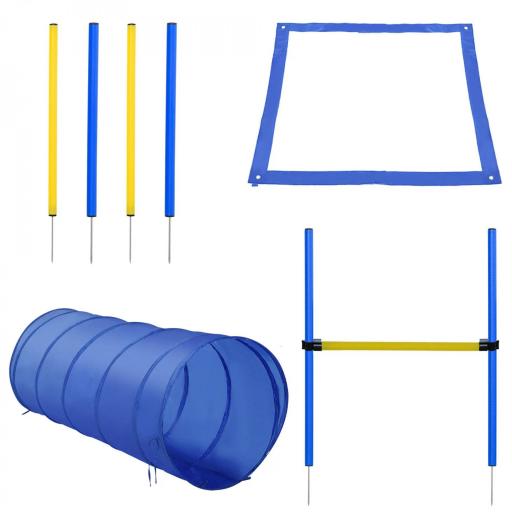 Set de Entrenamiento de Agilidad para Perros Obstáculos de Salto con Altura Ajustable Túnel para Perros Azul y Amarillo [4]