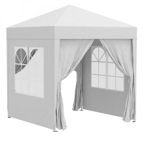 Cenador de Jardín 2x2m con 4 Paredes Laterales Tela Oxford 2 Puertas 2 Ventanas y Bolsa de Transporte Impermeable Blanco [9]