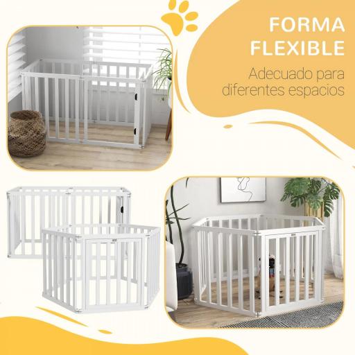 Parque para Mascotas Plegable de 6 Paneles 60x70 cm con Pies de Goma Antideslizantes y Forma Personalizable Blanco [5]