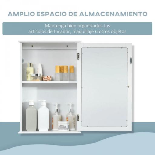 Armario con Espejo para Baño con 1 Estente de Almacenamiento 41x14x60 cm Blanco [3]