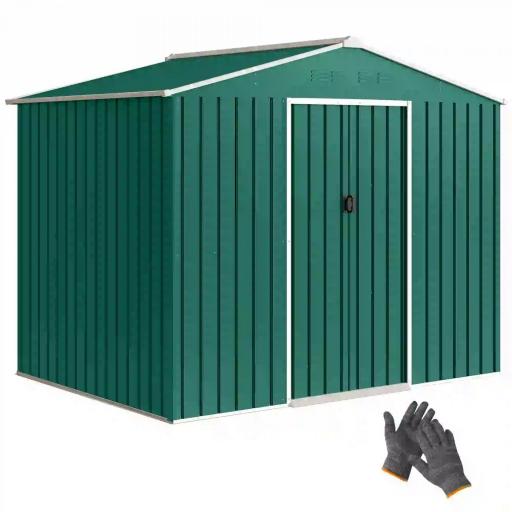 Cobertizo de Jardín Exterior 3,6 m² 236x171x191 cm con Puertas Correderas y Ranuras de Ventilación Verde [11]
