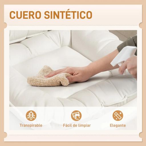 Silla de Oficina Piernas Cruzadas con Asiento Ancho Ruedas Altura Ajustable Doble Acolchado Función Basculante Gris [6]