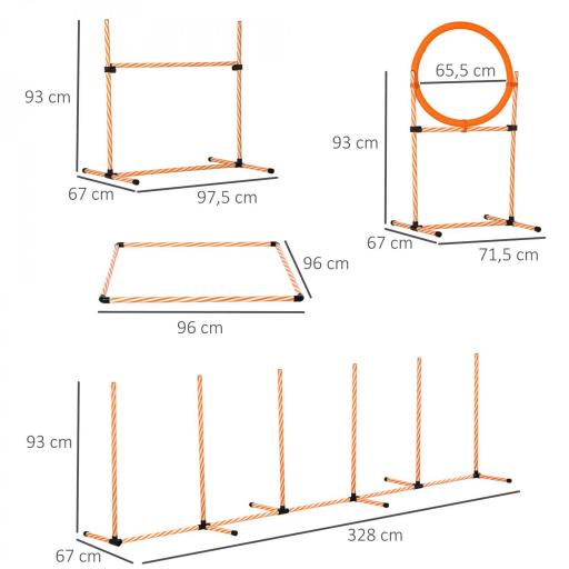 Set Agility para Entrenamiento de Perros con Slalom Obstáculos Ajustables Silbato y Bolsa de Transporte [1]