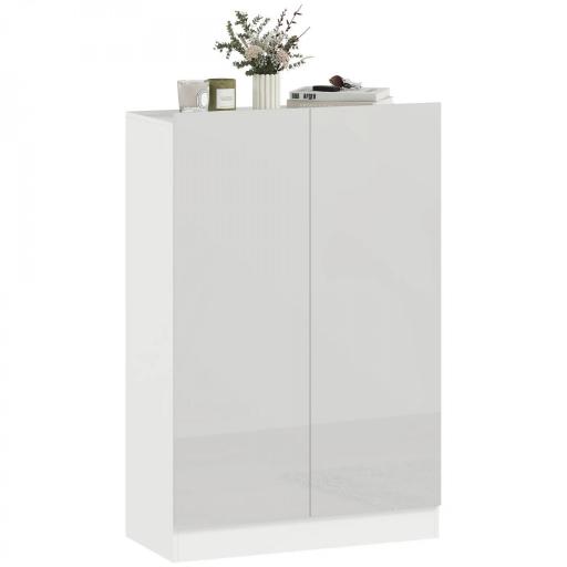 Zapatero Entrada Recibidor con 2 Puertas con Cierre Suave y Estantes Ajustables para 20 Pares de Zapatos Blanco Brillo [8]