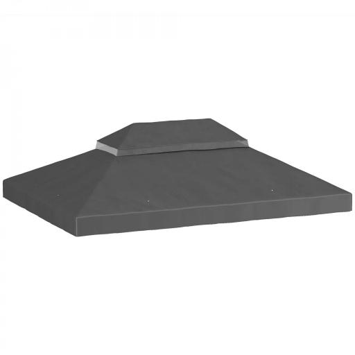 Lona de repuesto para pavellón tela de cenador 4x3 m, doble techo con orificios de drenaje, poliéster 370 g/m², Gris [5]