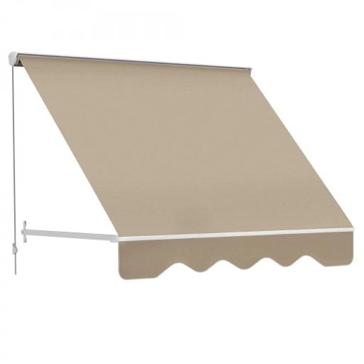 Toldo Retráctil de Exterior con Marco de Aluminio Ángulo Ajustable Protección UV e Impermeable 180x70 cm Beige [9]