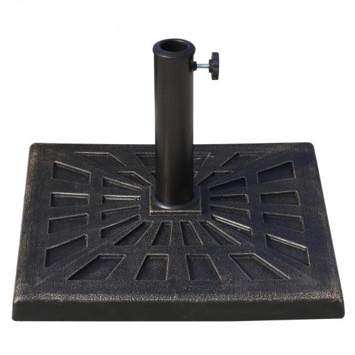 Base para Sombrilla de Resina Peso 15 kg para Poste de Parasol de Ø3,8 cm y Ø4,8 cm para Terraza 47x47x32 cm Bronce [7]