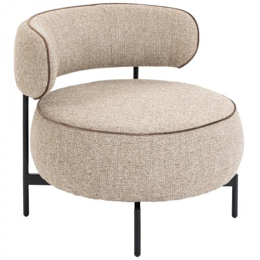 Butaca de Salón con Asiento Giratorio Tapizado en Lino Asiento Amplio Relleno Grueso Patas de Metal Beige [8]