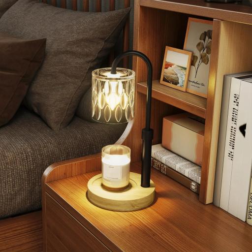 Lámpara Calefactora de Velas con Base Pantalla de Vidrio y Varilla Negra Ø15x32,5 cm para Dormitorio Salón Multicolor [3]