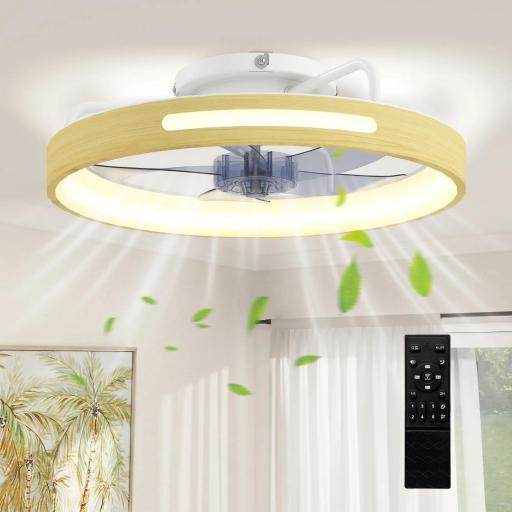 Ventilador de Techo con Luz LED 40 W Motor DC Reversible Mando a Distancia 6 Velocidades 3 Colores Temporizador Natural [4]