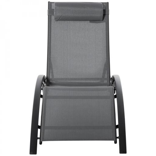 Tumbona Reclinable de Aluminio con Respaldo Ajustable en 5 Posiciones y Reposacabezas Extraíble Acolchado Textelino [8]