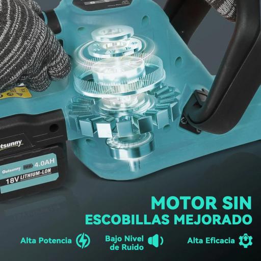 Cortasetos Batería 18V con 2 Baterías de 4000mAh Longitud de Cuchilla de 51 cm Motor sin Escobillas y Cargador Azul [3]