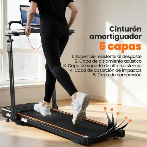 Cinta de Correr Plegable con Escritorio Extraíble 2.5HP 1-12 KM/H Pantalla LED Manillar y Soporte para Móvil Negro [6]