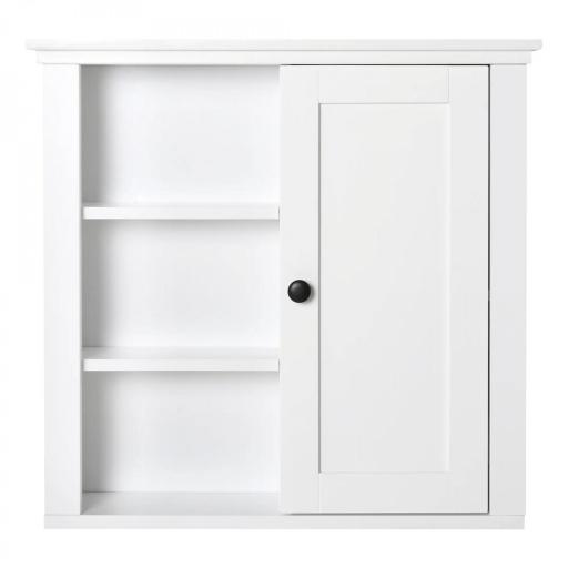 Armario de Baño de Pared Multifuncional Gabinete para Ahorro de Espacio con 3 Niveles Abiertos 1 Puerta Estante Ajustable Antivuelco 53x14,5x50,5 cm Blanco [8]