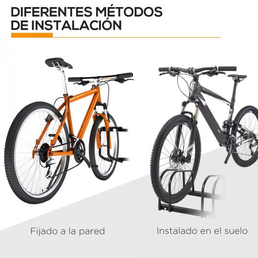 Aparcamiento para 6 Bicicletas Soporte de Acero para Aparcar Bicicletas en el Suelo o Pared 179x33x27 cm Negro [4]