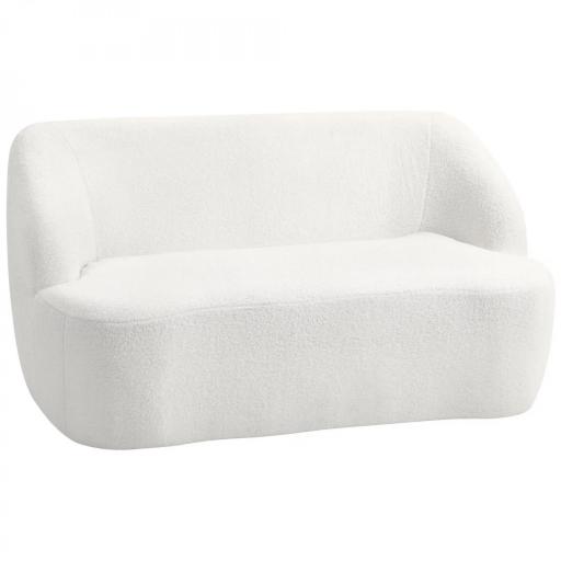 Sofá de 2 Plazas Tapizado en Borreguito de 142 cm con Diseño Curvo Acolchado Grueso No Requiere Montaje Crema [9]