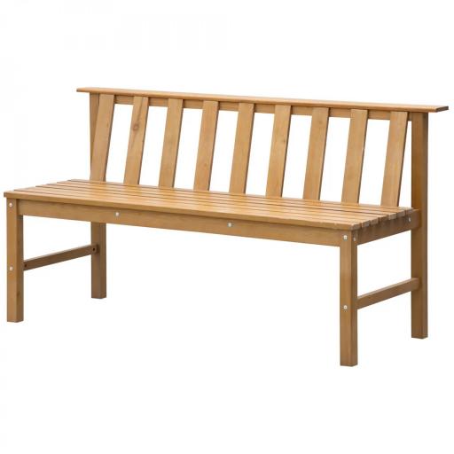 Banco de Jardín de 3 Plazas Banco Exterior de Madera con Respaldo de Listones para Terraza Patio 144x60x77 cm Natural [9]