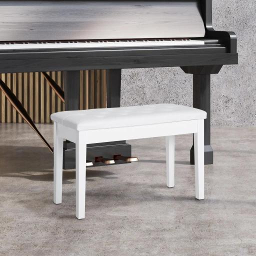 Taburete de Piano Banco de Teclado con Espacio de Almacenamiento Bajo del Asiento de Cuero Sintético 76x36x50 cm Blanco