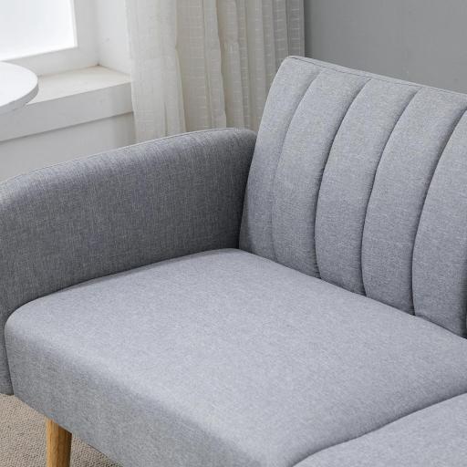 Sofá Cama de 3 Plazas Moderno 173x75x73 cm Sofá Cama Plegable Tapizado en Lino Sintético con Respaldo Ajustable en 3 Niveles y Reposabrazos Desmontables para Salón Oficina Gris [6]