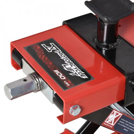 Plataforma Elevadora para Motocicletas Carga Máxima 500 kg con Altura Ajustable de 19-53 cm Soporte de Moto para Aparcar o Reparar Taller Garaje Negro y Rojo [6]