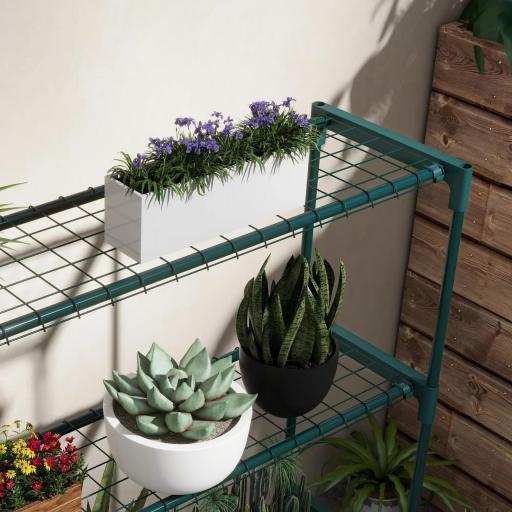 Soporte para Macetas de 4 Niveles con Estructura de Acero para Jardín Patio 89x28x107 cm Verde Oscuro [6]