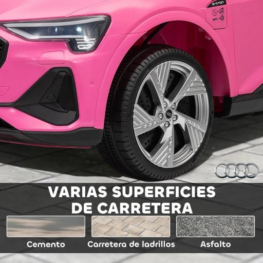 Coche de Batería para Niños 12V Audi E-tron con Mando a Distancia Faros Bocina Música Velocidad 3-5 km/h Rosa [5]