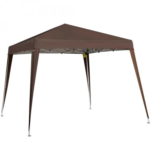 Carpa Plegable 3x3 m Pop-up Cenador de Jardín Altura Ajustable con Bolsa de Transporte Anti-UV Impermeable Café [7]