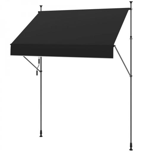 Toldo Manual Retráctil 200x120x210-310 cm para Balcón y Terraza con Altura Ajustable con Manivela Negro [8]