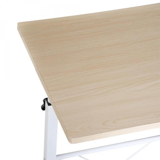 Mesa Auxiliar con Ruedas Mesa para Sofá con Altura Ajustable para Hogar Oficina 60x40x68-78 cm Blanco [2]