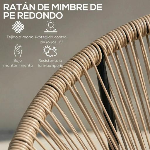 Conjunto de 2 Sillas Acapulco de Jardín de Ratán Sintético Sillas para Exterior con Estructura de Acero Natural [4]