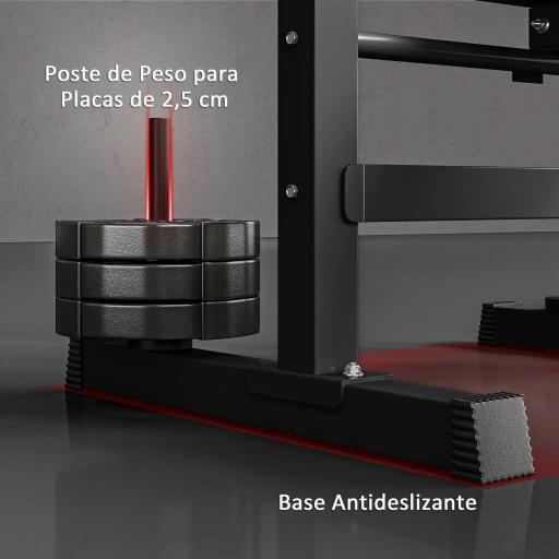 Banco de Musculación con Soporte para Barra y Estación de Dips Carga 220 kg para Entrenamiento en Casa Gimnasio [2]