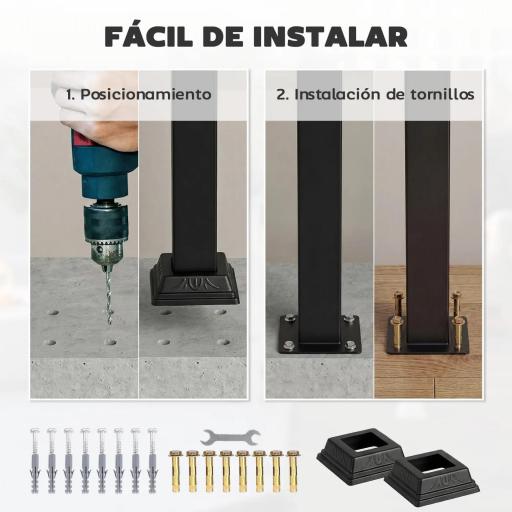 Barandilla de Escalera 131 cm Pasamanos para Escalera con Kit de Instalación Ángulo Ajustable para 1-4 Escalones Negro [6]