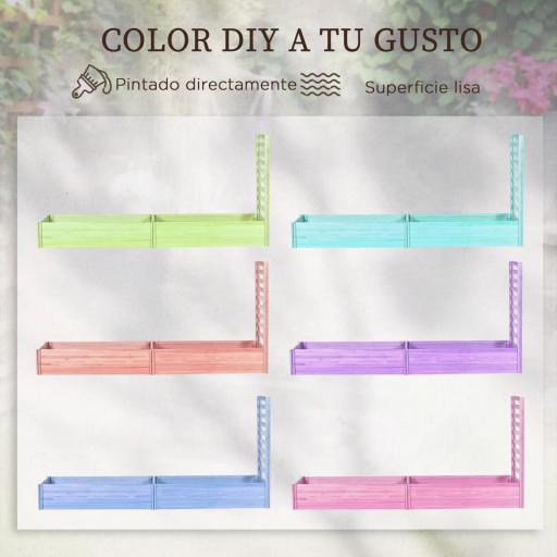 Jardinera Exterior Grande de Madera con Enrejado para Plantas Trepadoras 2 Cajas de Cultivo 230x60x110 cm Natural [4]