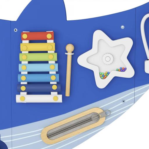 Tablero Sensorial Montessori Tema Ballena Busy Board Panel Sensorial Montessori 13 en 1 para Niños +2 Años Azul [10]