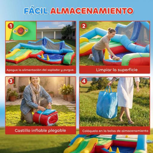 Castillo Hinchable para Niños con Soplador Tobogán Cama Elástica Piscina de Pelotas Juego de Aros Toldo [6]