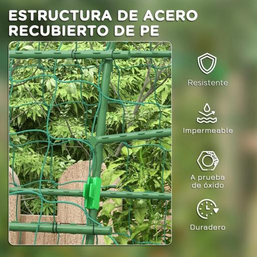Enrejado de Pepino 206 cm Enrejado de Jardín de Arco para Plantas Trepadoras al Aire Libre con Marco de Acero Verde [4]