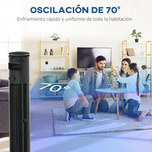 Ventilador de Torre Silencioso con Control Remoto 3 Velocidades 3 Modos Temporizador 10H Oscilación 70° Gris Oscuro [6]