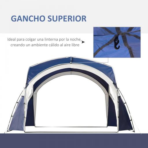 Toldo Camping Plegable 3,5x3,5 m con Gancho Bolsa de Transporte Impermeable y Protección UV para Terraza Playa Azul [4]
