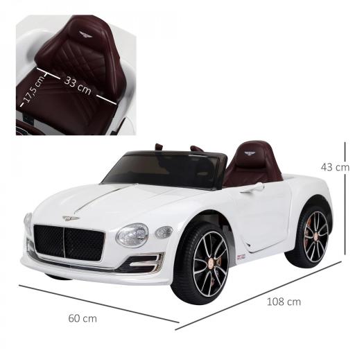 Coche Eléctrico para Niños Bentley GT Coche de Batería para Niños de +3 Años Velocidad 2,5-5 km/h 108x60x43 cm Blanco [1]