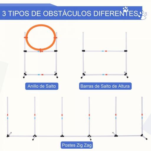 Set de Entrenamiento de Agilidad para Perros con Bolsa de Transporte Incluida 71x67x95 cm Blanco y Naranja [4]