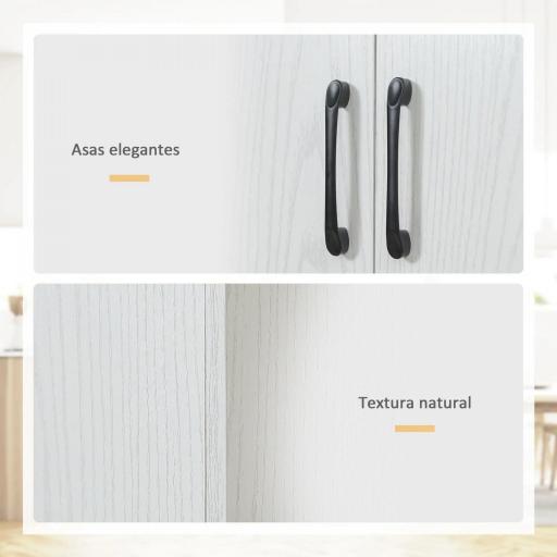 Alacena de Cocina Mueble Auxiliar con 4 Puertas y 5 Estantes Abiertos 60x36x168 cm Blanco [5]