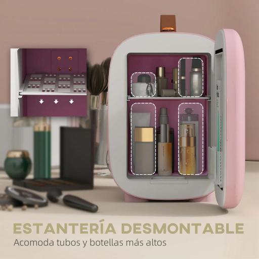 Nevera Pequeña Extrasilenciosa 4L 9V/240V para Enfriar y Calentar Mini Frigorífico 20,3x26,3x28 cm Rosa Palo [4]