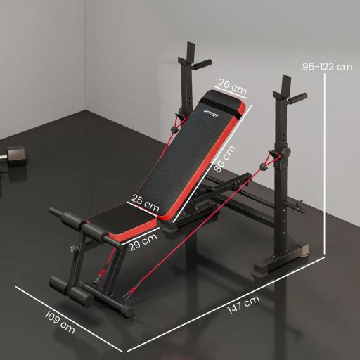 Banco de Musculación Carga 420 kg con Soporte para Barra y Respaldo Ajustable para Entrenamiento en Casa Gimnasio [1]